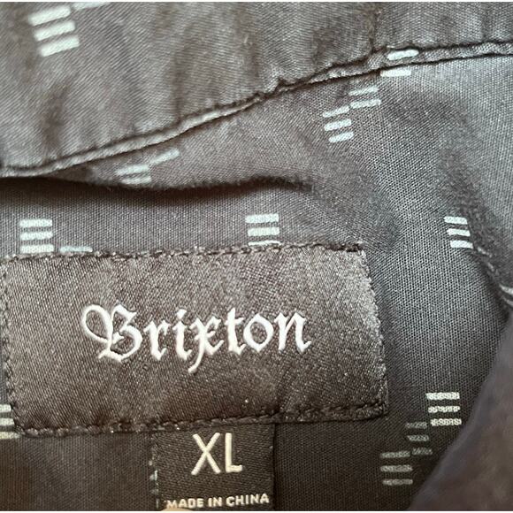 Brixton Men's XL Black Geo Print Short Sleeve Summer Preppy Shirt - Picture 3 of 7